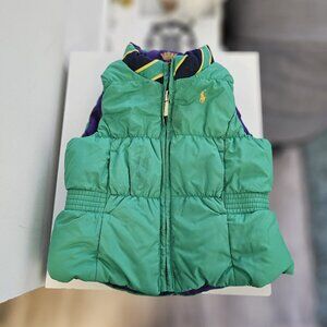 Ralph Lauren Reversible Puffer Vest Size 7 – Green & Purple, Zip Up